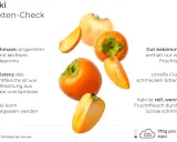 Kakis sind gesund: süß, vanillig, gut bekömmlich. Die Fruchtfleischkonsistenz erinnert an Tomate und Aprikose. Reife Kakis schimmern durch die Schale.