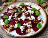 Rote Bete Salat marokkanisch mit Feta, Walnüssen und Basilikum. Ein farbenfroher Genuss!