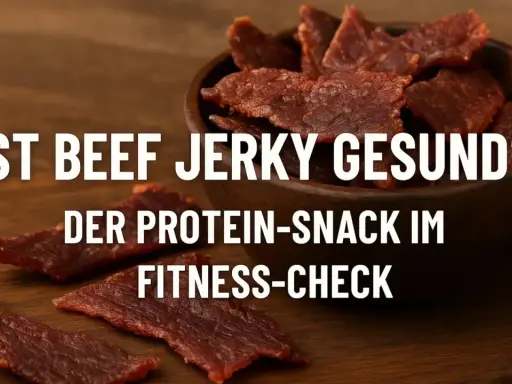 Getrocknetes Rindfleisch, auch bekannt als Beef Jerky, wird als proteinreicher Snack im Fitness-Check beleuchtet.